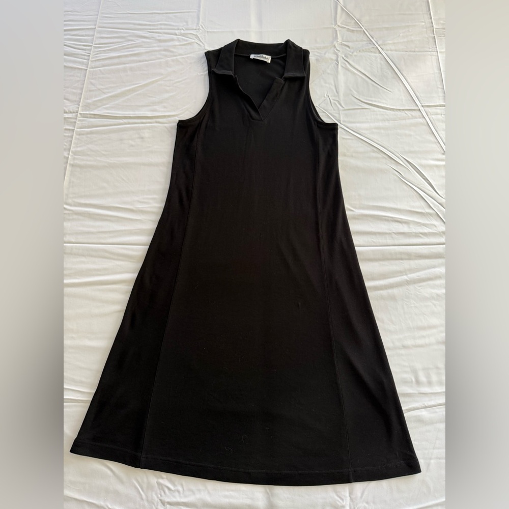 Designer Kathleen Madden Vintage 100% Cotton breatheable Black Sleeveless Dress